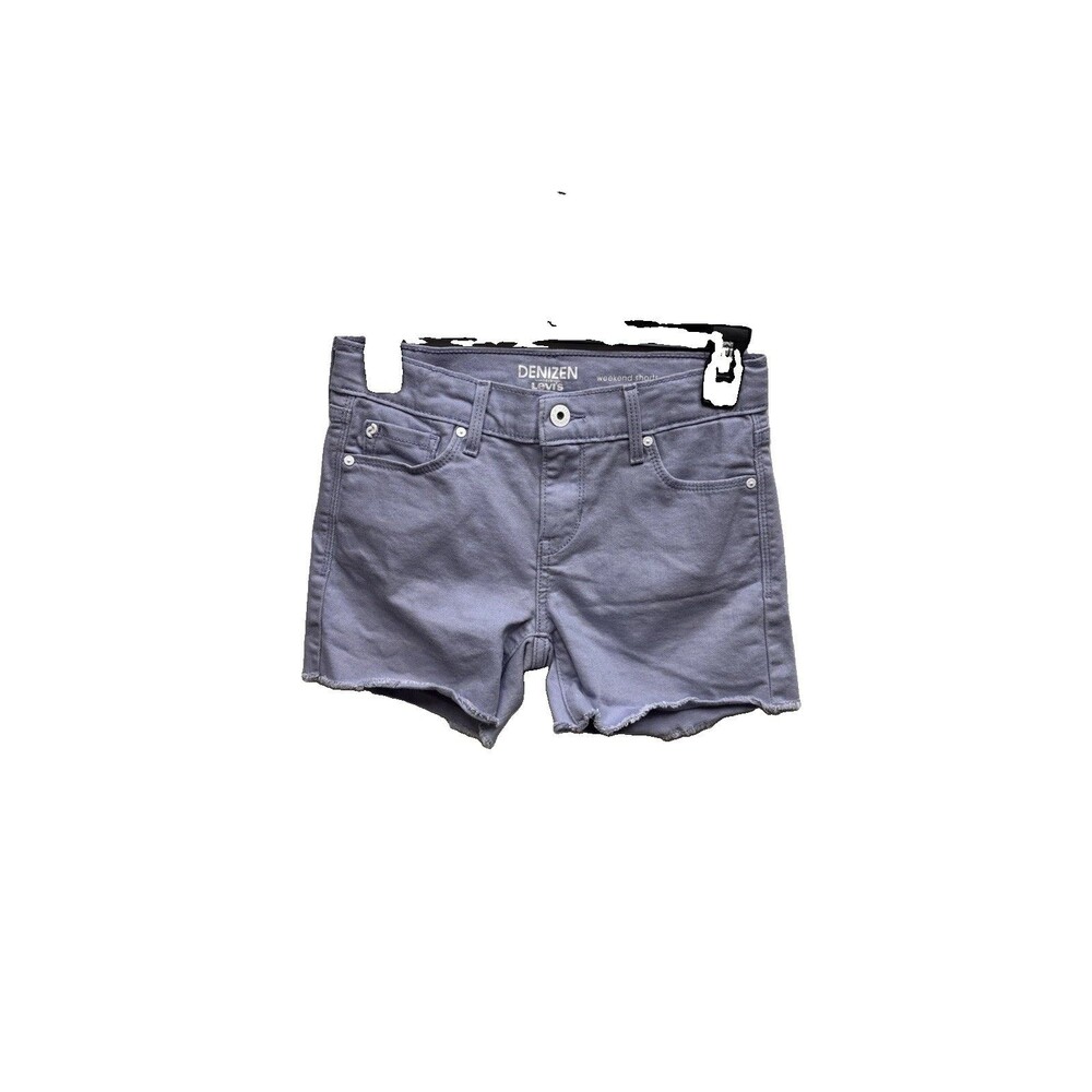 Denizen Levis Jean Shorts Purple Girl 10 Adjust Waist Raw Hem Zip Buttons Logo